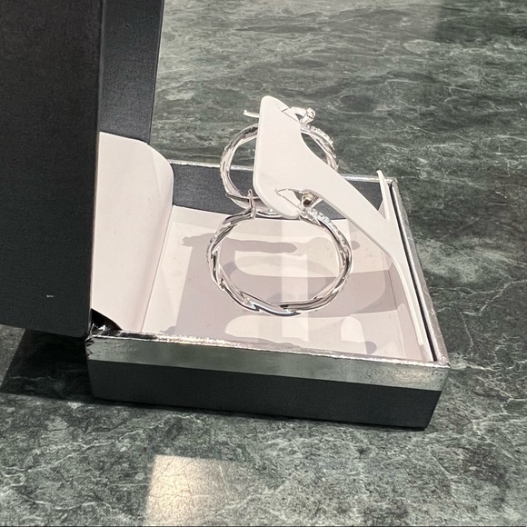 Essentials Genuine Crystal Silver Plated Hoop Earrings - Picture 3 of 7